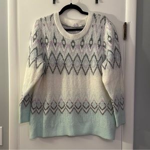 Gap Crew Neck Multi-Color Patterned Sweater